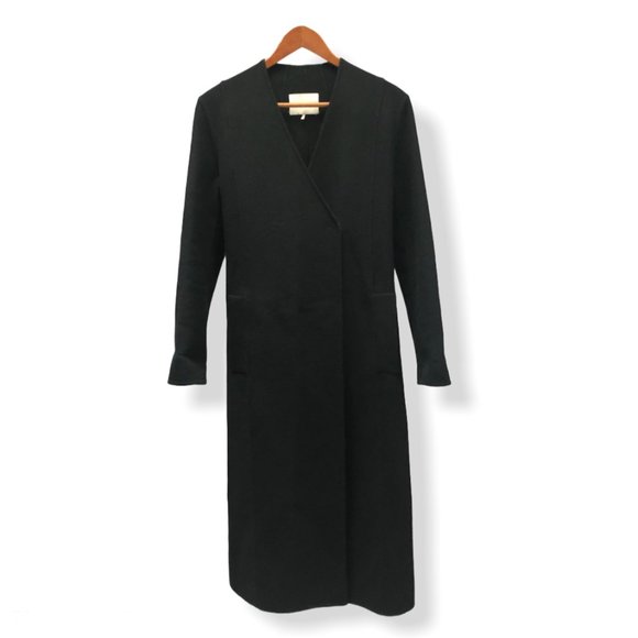 Oak + Fort | Long Black Pea Coat - Picture 1 of 2